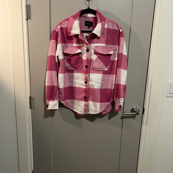 Pink and White Plaid Shacket - Picture 1 of 5